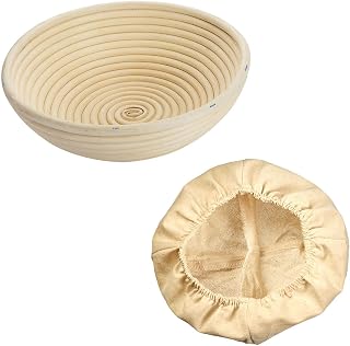 Westmark 3206227B Proofing Basket Set 2 Pieces Round + Cover Wicker/Cotton Light Beige/Beige