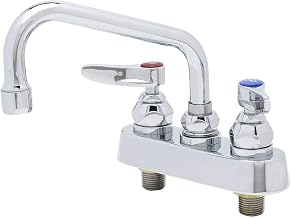 TS Brass B-1110 Workboard Faucet, Deck Mount, 4" Centers, 6" Swing Nozzle, Lever Handles, Silver, Packs