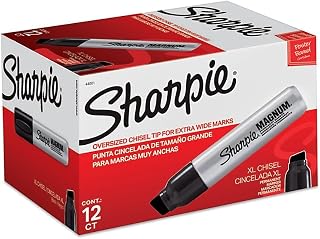 Sharpie Magnum Permanent Markers, Oversized Chisel Tip, Black, 12 Count - Office, Home, Teacher Supplies, Great for Poster Boards