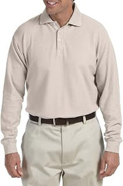 Chestnut Hill Men's Long Sleeve Performance Plus Piqu Polo (XX-Large, Stone)