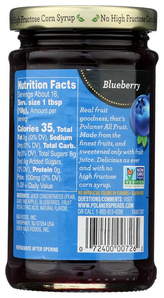 All Fruit With Fiber Blueberry Spreadable Fruit 10 oz by Polaner – 10.0 Ounce (Pack of 1)