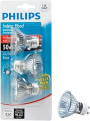 PHILIPS 415794 Indoor Flood 50-Watt MR16 GU10 Base 120-Volt Light Bulb,Halogen, 3-Pack