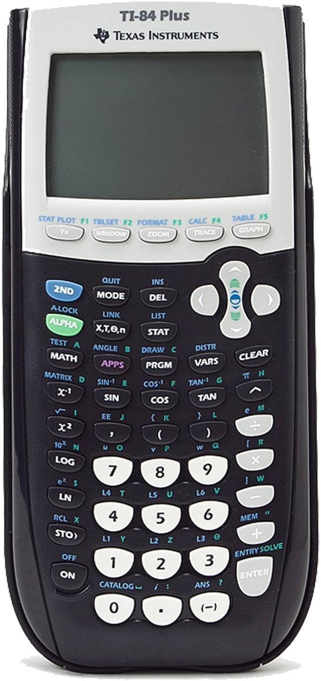 TI-84 Plus Graphing Calculator by Texas Instruments – Small, Plastic, Black, Model 84PL/CLM/1L1/B