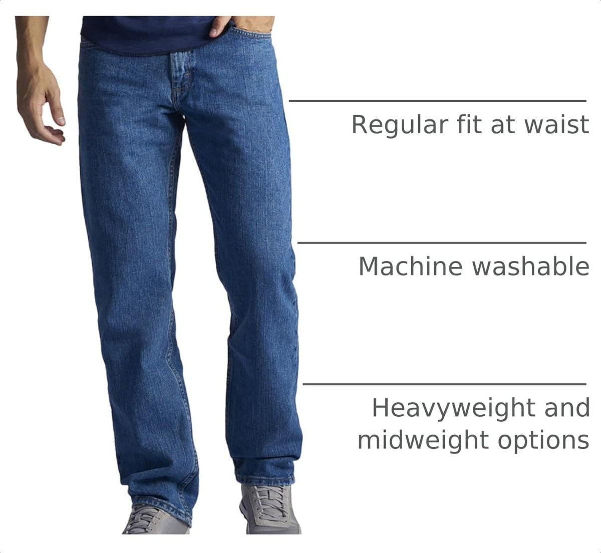 Men's Regular Fit Straight Leg Jean by Lee – 34W x 32L, Cotton, Pepperstone, Model 2008944