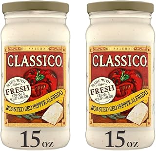 CLASSICO Roasted Red Pepper Alfredo Pasta Sauce, 15 Oz (Pack of 2)
