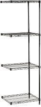 Nexel Wire Shelving Add-On, Black Epoxy, 24" W X 24" D X 63" H