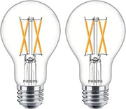 PHILIPS LED Clear Dimmable A19 Light Bulb - Pack of 2 - EyeComfort Flicker Free - 8.8W=60W - 800 Lumen - Daylight (5000K) - E26 Base - Indoor - Title 20