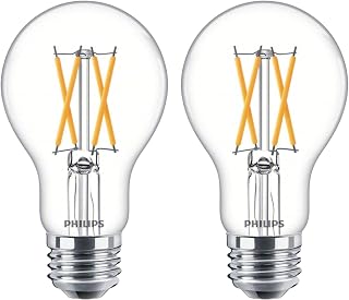 PHILIPS LED Clear Dimmable A19 Light Bulb - Pack of 2 - EyeComfort Flicker Free - 8.8W=60W - 800 Lumen - Daylight (5000K) - E26 Base - Indoor - Title 20