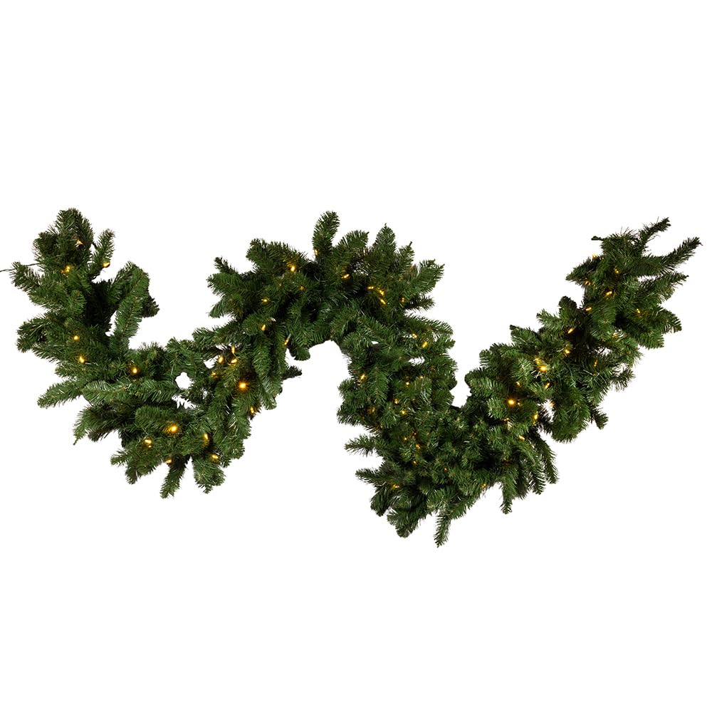 Kurt Adler Pre-Lit Twinkle LED Vanderbilt Garland by Kurt S. Adler – Polyvinyl Chloride (PVC), Green, Model P5102TLED