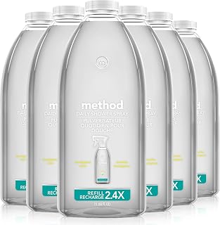 Method Daily Shower Spray Cleaner Refill, Eucalyptus Mint, 68 fl oz, 6 pack