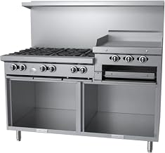 Garland G60-6R24SS G Starfire Pro Series Gas Restaurant Range 60"W with (6) 33,000 BTU Open Burners, 24" Raised Griddle & (2) Storage Bases