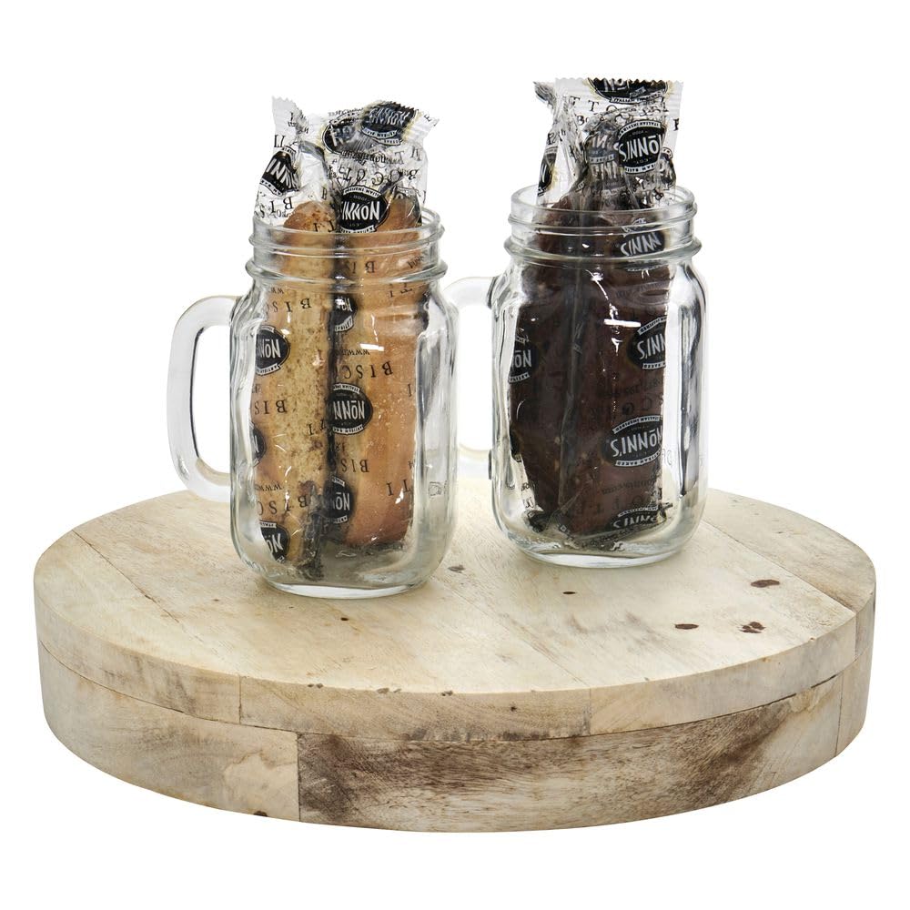 Round Mango Wood Display Riser - 12" Dia x 2" H by HUBERT – Wood, Natural