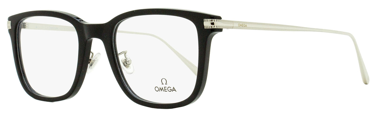 Square Eyeglasses 01A Black/Palladium 54mm by Omega – 54/22/145, Plastic (Acetate)/Metal, Black/Palladium, Model OM5005H