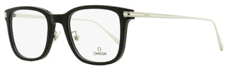 Square Eyeglasses 01A Black/Palladium 54mm by Omega – 54/22/145, Plastic (Acetate)/Metal, Black/Palladium, Model OM5005H