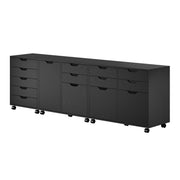 Halifax 3-Pc Set Cabinets by Winsome – 3 Doors, 12 Drawers, Engineered Wood, Black, Model 20346