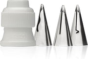 Ateco 4 Piece Ruffle Decorating Tube Set, Includes Stainless Steel Tips: 030, 040, 070 & One Standard Coupler