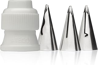 Ateco 4 Piece Ruffle Decorating Tube Set, Includes Stainless Steel Tips: 030, 040, 070 & One Standard Coupler