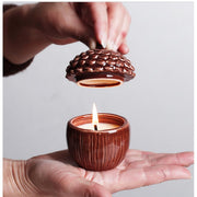 Masney Ceramic Acorn Jar with Lid, 2.55 Inch Diameter, Brown