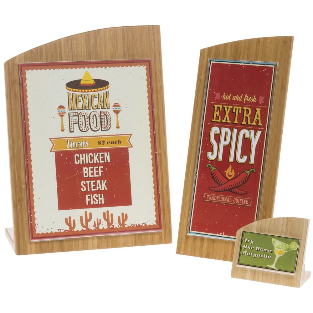 Chalkboard Sign with Wave Top Bamboo - 10 1/4" L x 4 1/4" W x 14" H by HUBERT – Bamboo, Natural, Model 688640146793