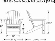South Beach Adirondack Chair by Polywood – 31.25 x 33.75 x 38.5 inches, Plastic, Lime, Model SBA15LI
