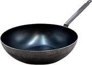 de Buyer Blue Carbon Steel Wok Pan 2mm Thick - ACCESS - 12.5” Diameter, 6” Cooking Surface - Oven Safe - Naturally Non-Stick Finish - Made in France | Angled helper handle provides secure dual-grip control to easily toss and serve stir-frys in busy commercial kitchens.