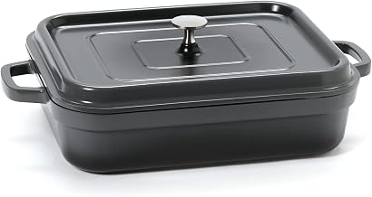 G.E.T. Energy-Efficient Roasting Pan, Cast Aluminum, Rectangular, 5 Quart, Gray