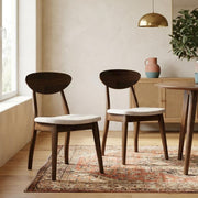 Abigail V Rich Walnut Dining Chair Set of by Starlight Canyon Home – Solid Rubberwood, Fabric, Brown, Pack of 2