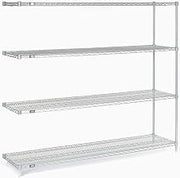 Nexel 5 Tier Silver Epoxy Wire Shelving Add-On Unit, 72" W x 18" D x 63" H