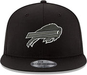 NFL 9FIFTY Black White Adjustable Snapback Hat Cap One Size Fits All (Buffalo Bills) by New Era – Polyester, Buffalo Bills, Model Nfl Black White