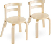 Guidecraft Kids' Nordic Chair Set of 2 - Natural: Curved Back Wooden Chair for Children Ages 2-5, 12" Seat Height | Kids Furniture for Home, Playroom, Daycare, Preschool and Classroom Seating