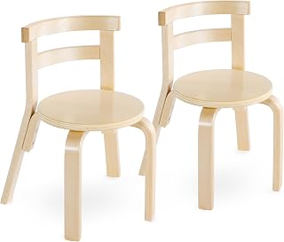 Guidecraft Kids' Nordic Chair Set of 2 - Natural: Curved Back Wooden Chair for Children Ages 2-5, 12" Seat Height | Kids Furniture for Home, Playroom, Daycare, Preschool and Classroom Seating
