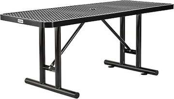 Global Industrial 6' Rectangular Expanded Metal Outdoor Table, Black