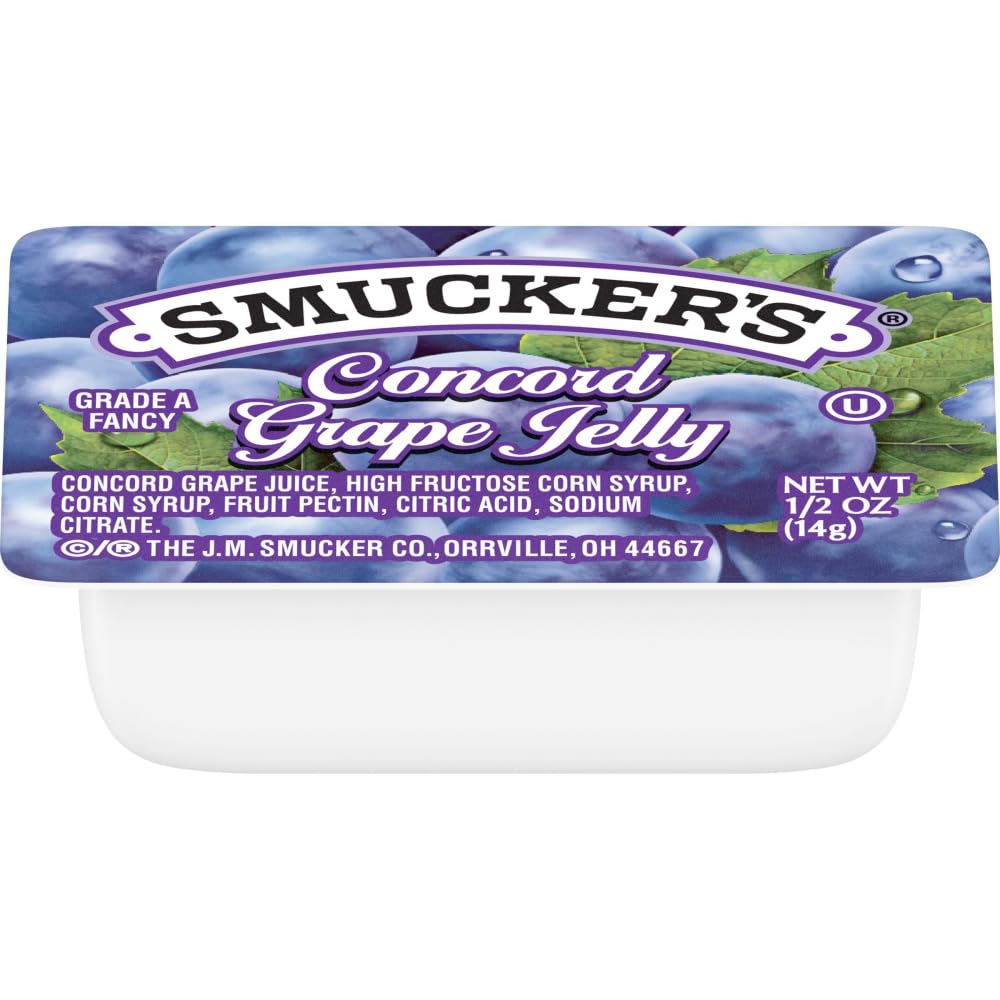 Smuckers Assortment 5 Jelly by Smucker's – 0.5 oz, Pack of 200, Model 5150000800