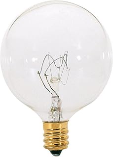 Satco S3822 120V Candelabra Base 25-Watt G16.5 Light Bulb, Clear