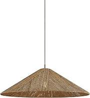 Troy Lighting Ahrens 1-Light Pendant | Patina Brass Finish | Hand-Wrapped Natural Jute Shade | Organic Modern Ceiling Light | Textured Woven Design | 36" W x 12.75" H | F3736-PBR