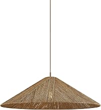 Troy Lighting Ahrens 1-Light Pendant | Patina Brass Finish | Hand-Wrapped Natural Jute Shade | Organic Modern Ceiling Light | Textured Woven Design | 36" W x 12.75" H | F3736-PBR