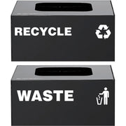 Square Recycling/Trash Can with Waste Lid by Global Industrial – 32.0 gallons, Steel, Black, Model 641615WBK
