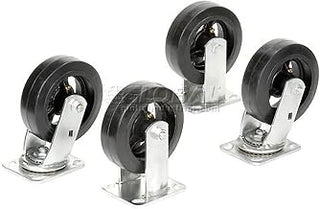 Global Industrial Mold-On Rubber Caster Kit 2 Swivel, 2 Rigid, 6" x 2"