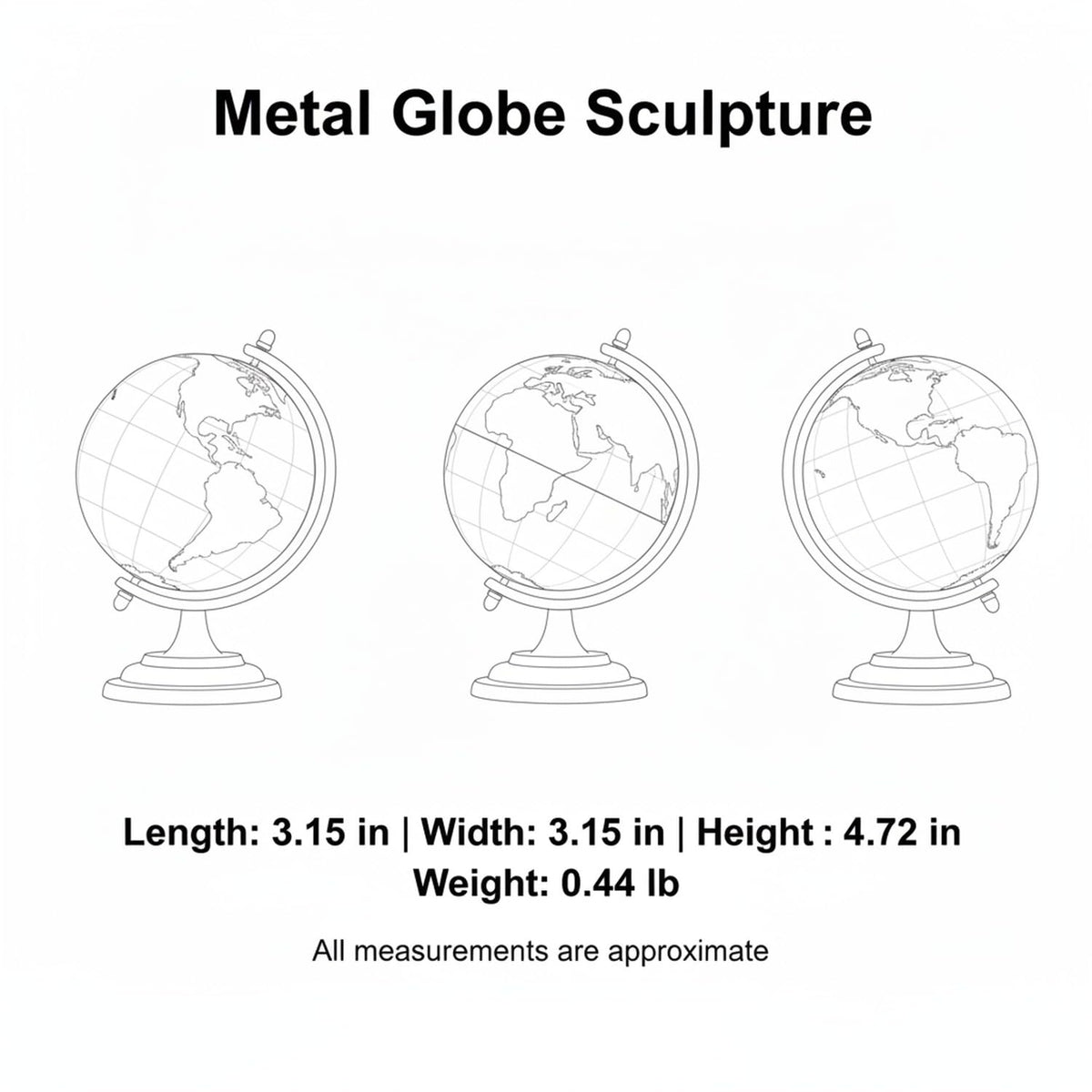 Spherical Alloy Globe Ornament by Generic – 3.15 x 3.15 x 4.72 in, Alloy, Red, Model O2026I08A18Z191031PKHBZ2