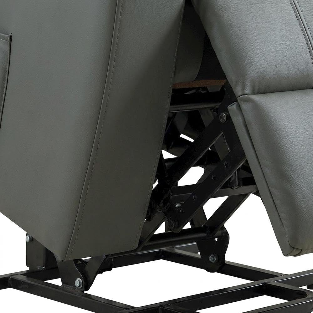 Upholstered Power Lift Massage Recliner with Heat by Furnifact – Foam,Metal,Plastic,Fabric,Leatherette, Grey