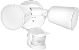 RAB Lighting LU160 Luminator Motion Sensor Outdoor Lights - Flood Light for Security - Outside Dusk to Dawn Photocell, 3000k–5000k Tunable, IP65 Weatherproof Rating, 160°Coverage, 50 Ft Range (White)