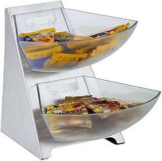 Aps Paderno World Cuisine 2-Compartment Stainless Steel Condiment Tower with Frosted Acrylic Bins