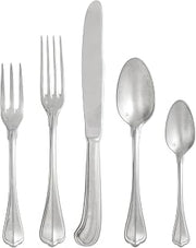 Fortessa San Marco 18/10 Stainless Steel Flatware, 20 Piece Place Setting With Table Knives, Forks and Spoons (Service For 4), Dishwasher Safe, Antiqued