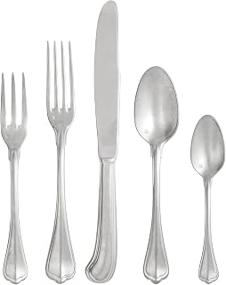 Fortessa San Marco 18/10 Stainless Steel Flatware, 20 Piece Place Setting With Table Knives, Forks and Spoons (Service For 4), Dishwasher Safe, Antiqued