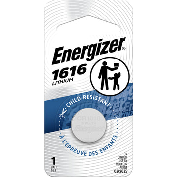 1616 Lithium Coin Battery by Energizer – 1 Count (Pack of 1), Black/Silver, Model ECR1616BP