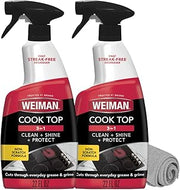 Weiman Daily Cooktop Cleaner & Degreaser, 2 Pack with Microfiber Cloth