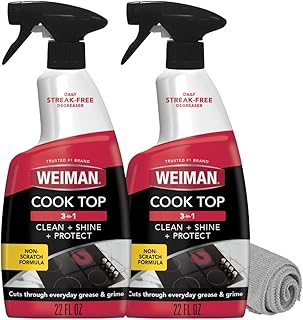 Weiman Daily Cooktop Cleaner & Degreaser, 2 Pack with Microfiber Cloth