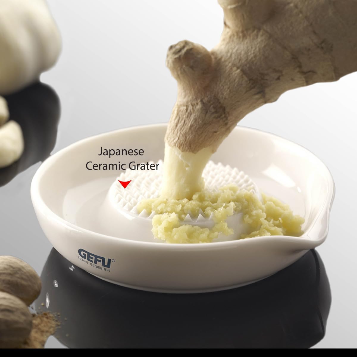 Ginger Grater Ceramic by GEFU – One Size, Silicone, White, Model GF24-35370