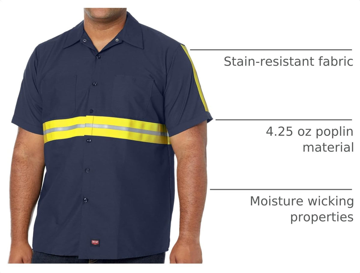 Red Kap Medium / Navy With Yellow/Green Visibility Trim / standard Tops