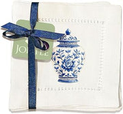 Decorative Hemstitch Cocktail Napkins, 6"x6" Washable Linen-Like Cloth Napkins, Handmade for Entertaining and Everyday Use (Ginger Jar)